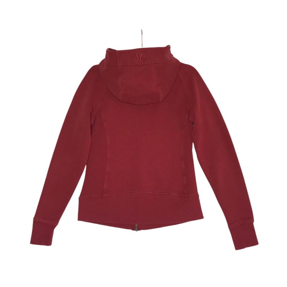 LULULEMON Scuba Hoodie Light Cotton Fleece Sz 8 Red Everyday Travel Comfort - Picture 5 of 12